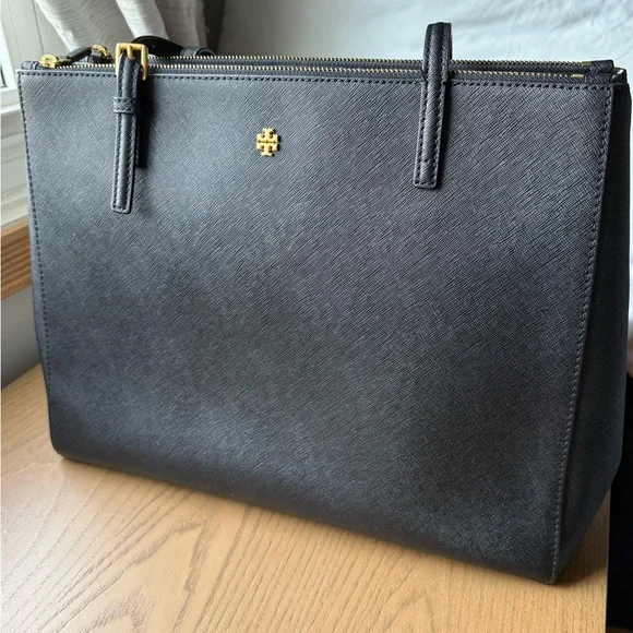 Tory Burch Black Saffiano Leather Tote Bag - Picture 1 of 9